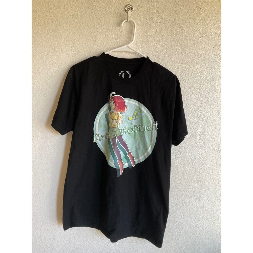 TeePublic Lizz Robinett Anime Graphic T-Shirt Mens Large Black‎ Short Sleeve